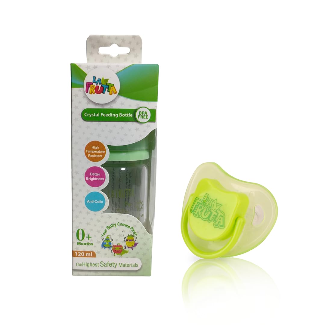 La Frutta baby set (crystal Glass 120ml Bottle & silicone orthodontic pacifier +0)