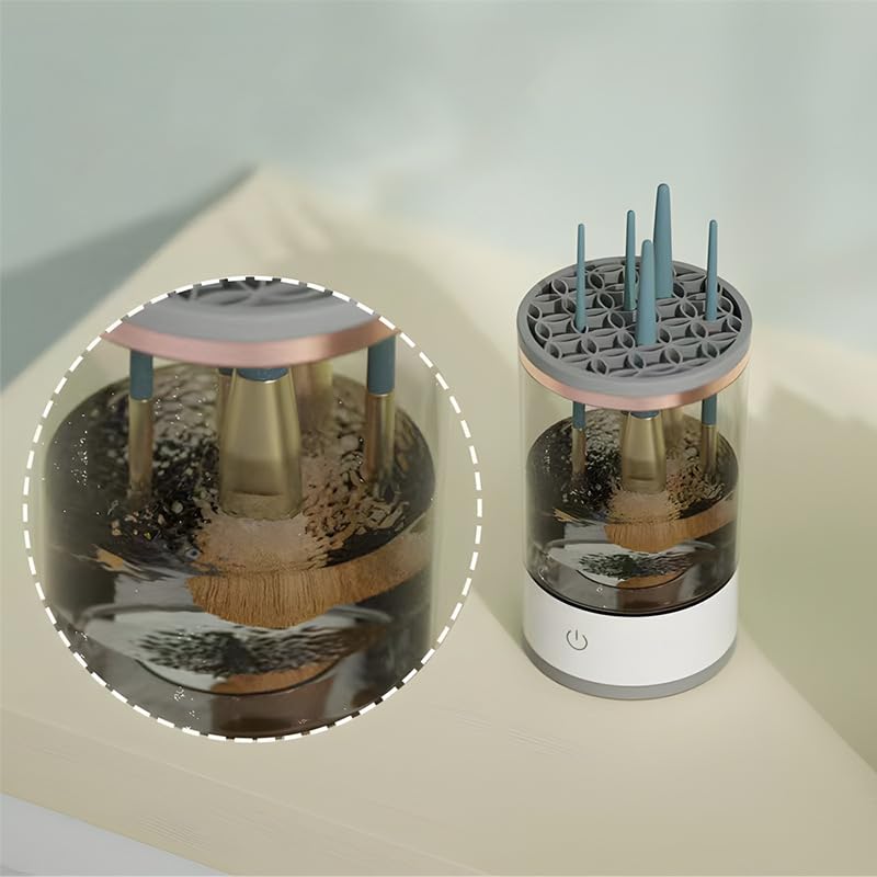 Makeup Brush Cleaner Machine Electric Yuliana Makeup Brush Cleaner Machine for Cleaning Makeup Brusher Holder with USB Charging Hair Cap Net Head for Women