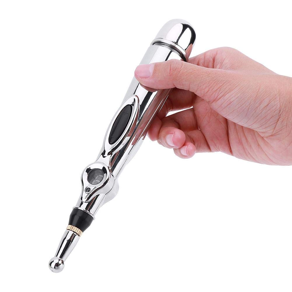 Acupuncture Pen Equipment, Stainless Steel, Acupuncture Point Detector, Electric Only Acupressure Head for Pain Relief, 2 Massage Heads