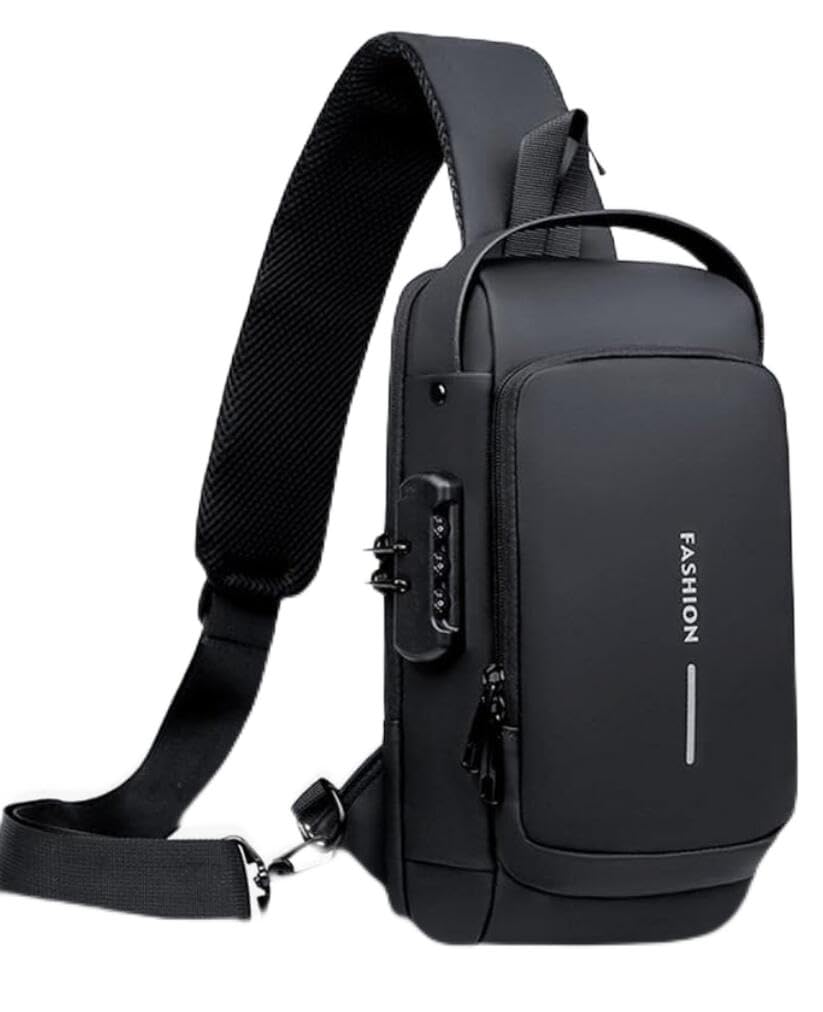 Anti theft Crossbody Sling bag,Shoulder Backpack,Lightweight Chest Daypack with USB Charging Port,Fit for 9.7'' ipad