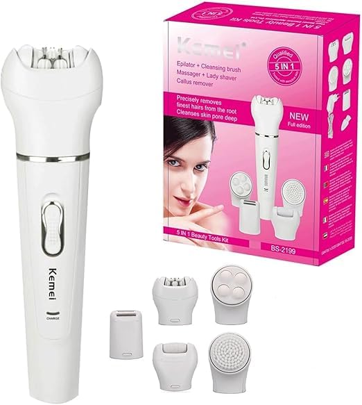 KM-2199 Wet and Dry Epilator for Women Rechargeable Hair Removal Painless Smooth Skin for Legs and Arms Waterproof Design for Comfortable Use