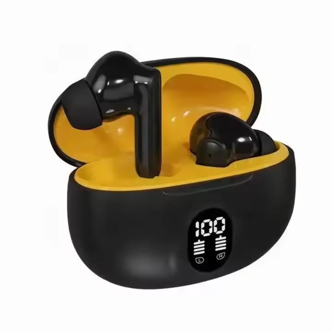 OR6 Wireless Bluetooth In-Ear Headphones with LED Digital Display and Built-in Mic, Passive Noise Isolation, Compatible with iPhone and Android, Black