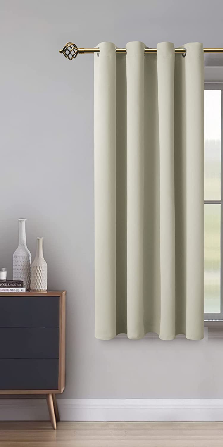 Cartela Thermal Insulated Blackout Grommet Curtains for Living Room (Beige, 132 x 160cm)