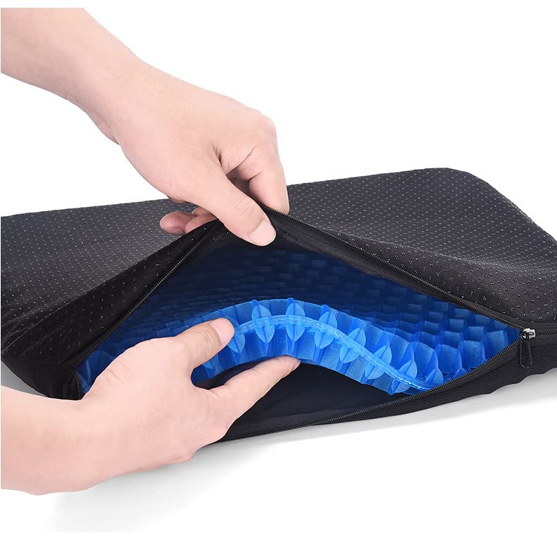 Chair Cushions, Gel Car Seat Cushion| Honeycomb Gel wheelchair Cushion for Driving,Airplane Travel,Orthopedic,Coccyx,Office,Pressure Sore,Sciatica,Stadium Seat,Computer Gaming Chair (Blue40x35x2.4)