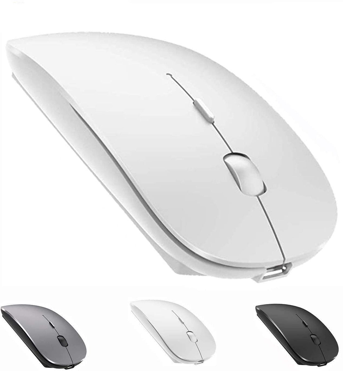 Bluetooth Mouse,Rechargeable Wireless Mouse for MacBook Pro,Bluetooth Wireless Mouse for MacBook Air Laptop PC Computer (White)