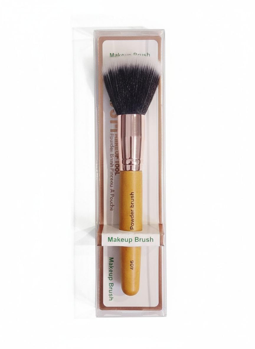 Makeup Brush Handles, Large Multi-Purpose Round Head Face Blush Powder Brush Handle Soft Fiber Multifunctional for Daily Use - Beige Handle and Grey Bristles