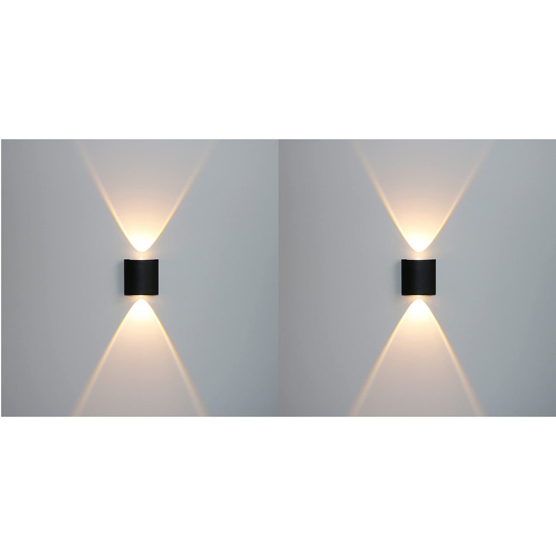 Modern LED Wall Mounted Updown, Light 3000K, Black (2 Watt, 2 Pieces)