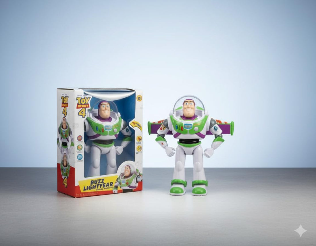 ZAIN Buzz Lightyear Action Figure, Multicolour, Plastic, Posable Arms and Legs, Classic Spacesuit Design, 3+ Years