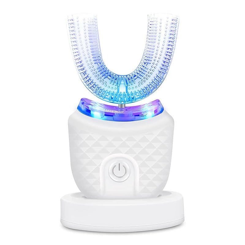 Electric Toothbrush U Shaped Automatic Ultrasonic Toothbrush With 4 Modes 360 Degree Whole Mouth Cleaning IPX7 Waterproof For Adults, MY-116 (White)