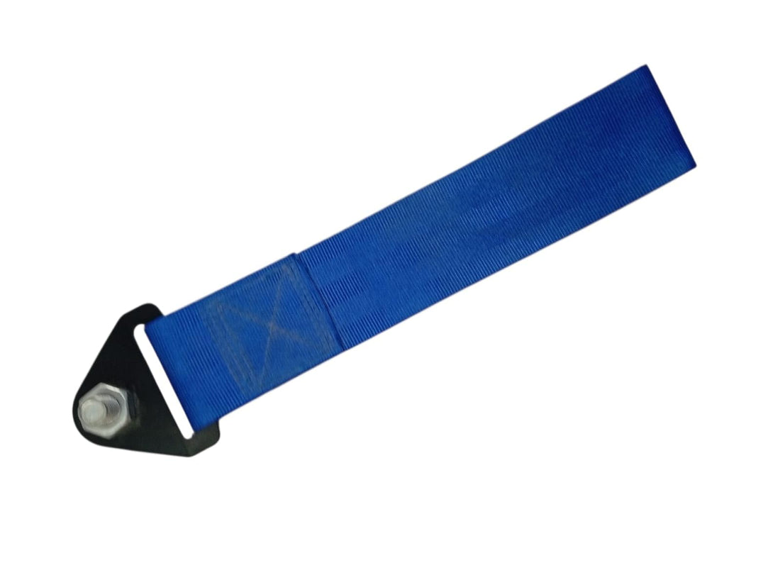 Car Tow Strap with Metal Mounting Base, Blue, Durable and Safe Emergency Towing Rope for Cars