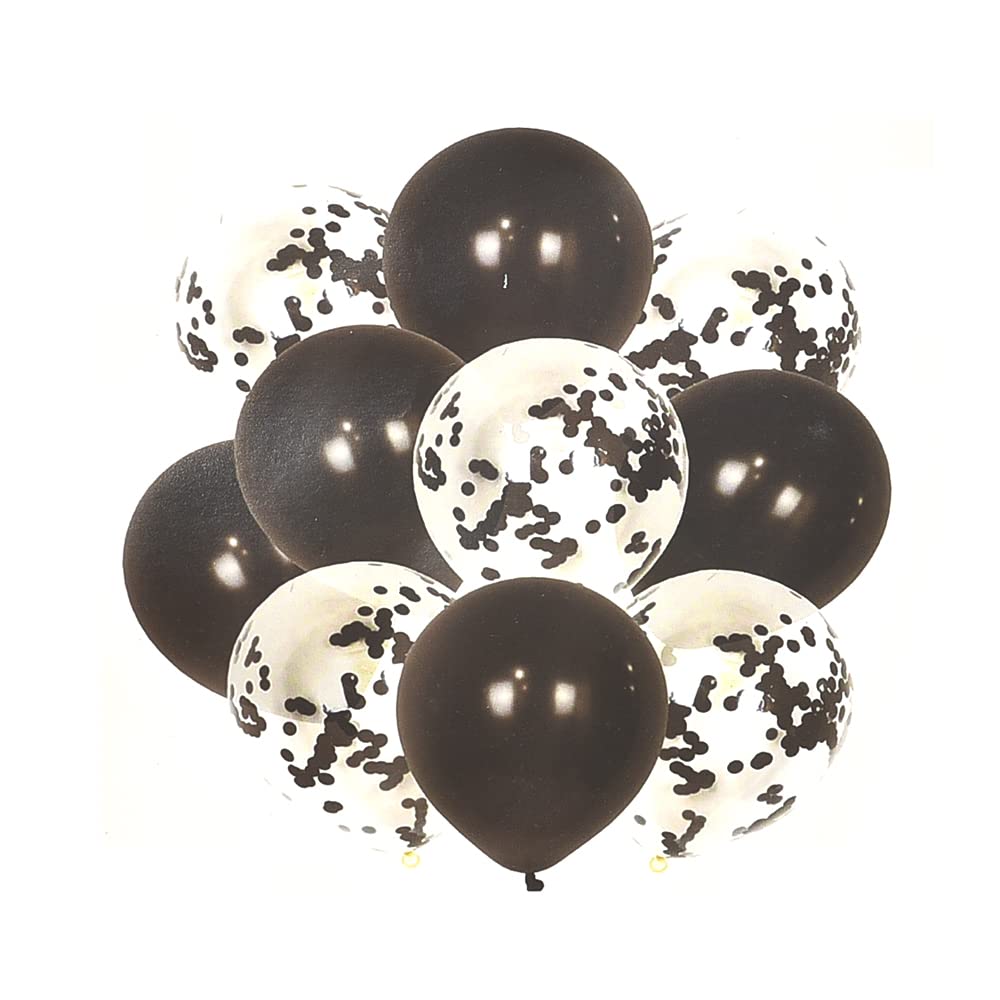 Wonka Generic Latex large balloons for party and birthday set of 10 pieces - black clear