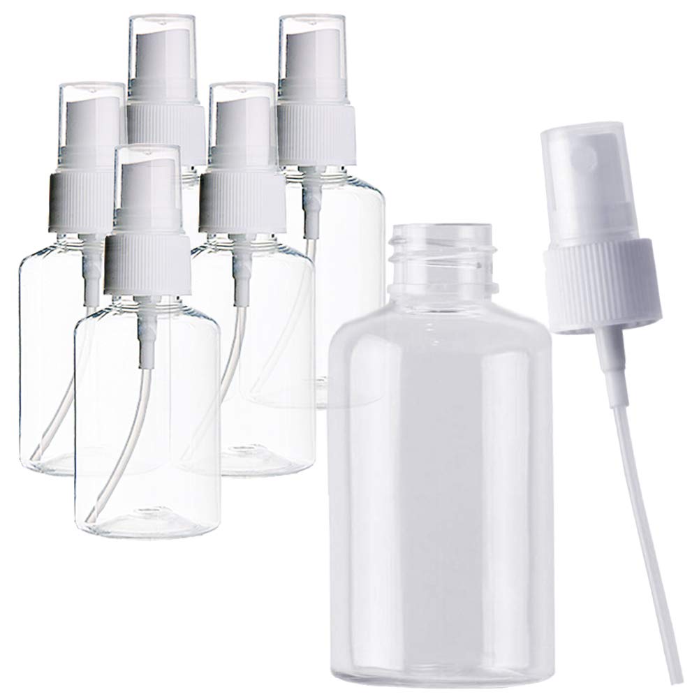 Upstore 6PK (50ml/1.7oz) Clear Plastic Empty Spray Bottle Fine Mist Press Spray Head Refillable Portable Sprayers Atomizers Makeup Containers Pot Travel Sub Bottling for Perfume Toner Emollient Water