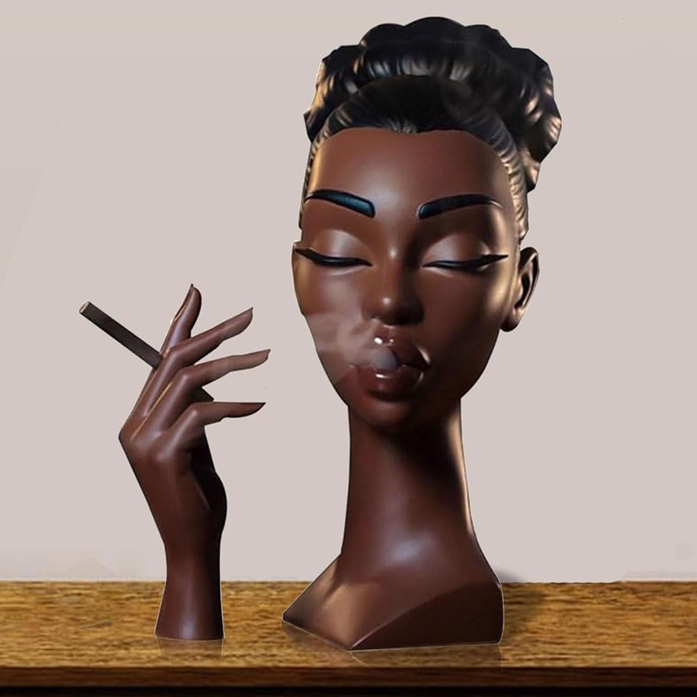 Headscents-Head Incense Burner Black Woman, Solange-Headscents Incense Holder Black Women, Face Head Scents Room Waterfall Decor, Cool Stuff for Your Room, Home Decor Gifts(#A)
