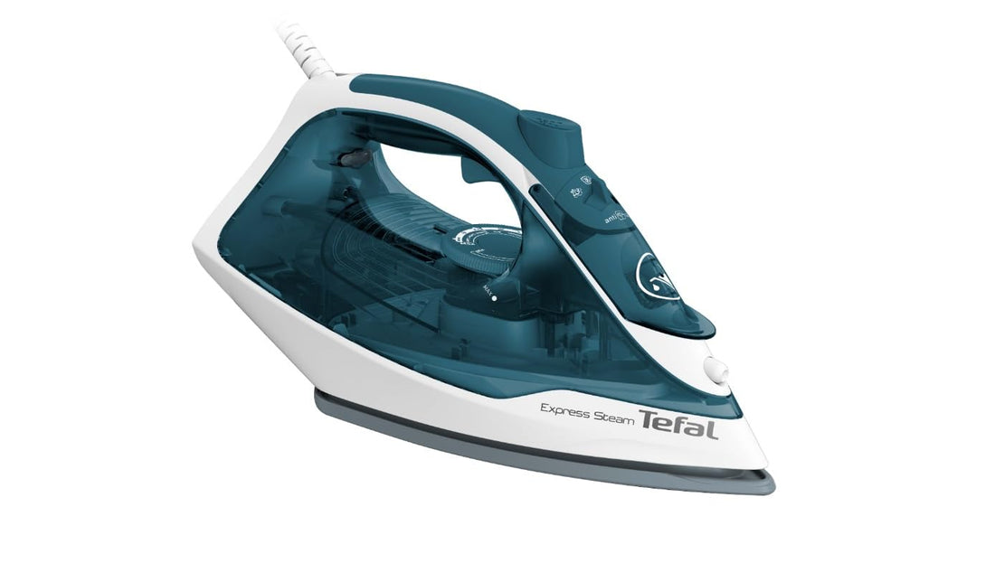 Tefal FV2831E2 Express Steam, Steam Iron, 2200 Watts, 100 g/minute Steam Boost, X-Glide Ceramic Soleplate, Vertical Steaming Use, Blue Boreal