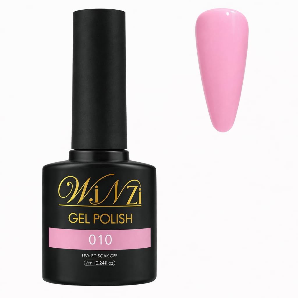 Gel Nail Polish 7ML, Baby Pink Shade, Light Soft Pink Color, Soak Off UV LED Gel, Smooth Application, High Gloss Finish, Salon & Home DIY Manicure Nail Art (010)