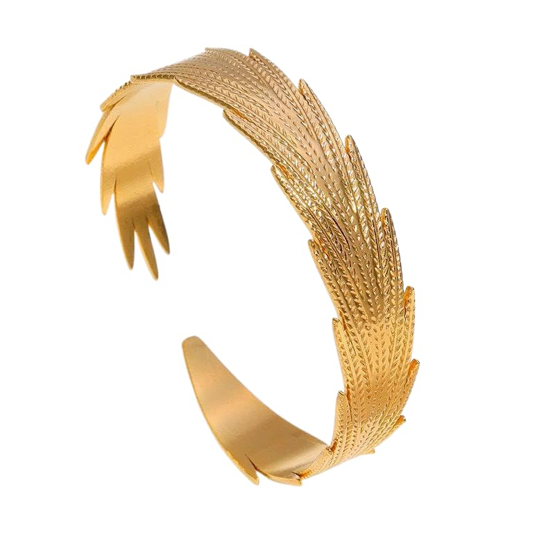 Bracelet Feathers Stainless Steel 18k Gold Plated Women Dainty Friendship Gift - Adjustable