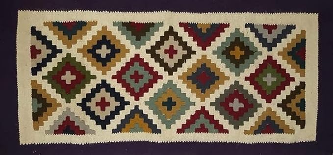 Egypt Antiques Egyptian Handmade Wool Kilim Sambox Frame Rug, 150 cm x 60 cm, Purple