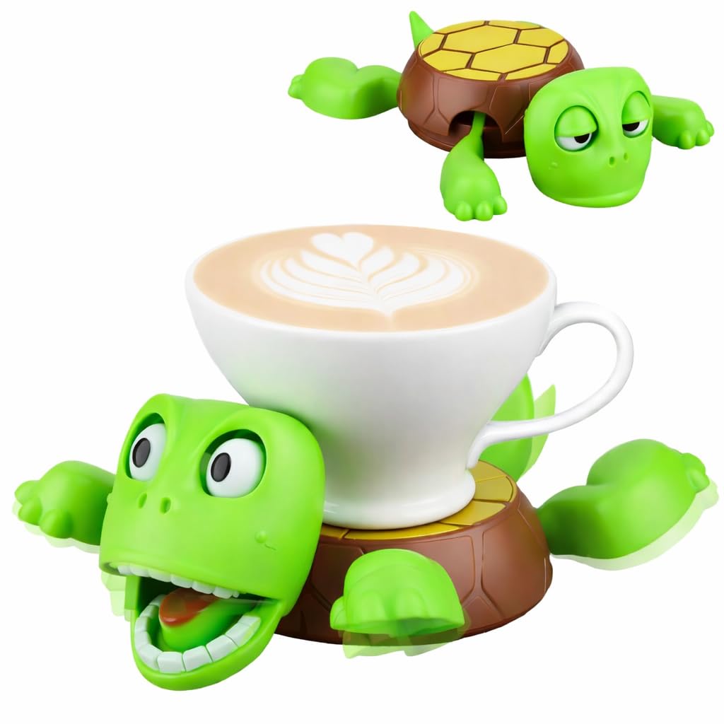 OVA Funny Turtle Coaster – 3D Printed Turtle with Cute Face Expression, Coffee Cup Holder, Drink Coaster for Home, Office, Kitchen, or Gift