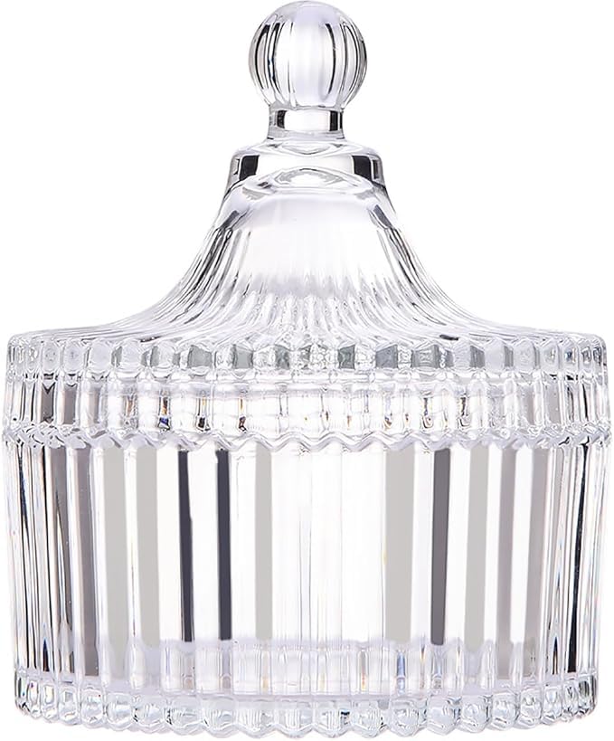 Volora Clear Glass Jar with Lid, Round Multi-Use Candy Storage Jar for Jewelry Cosmetic Supplies