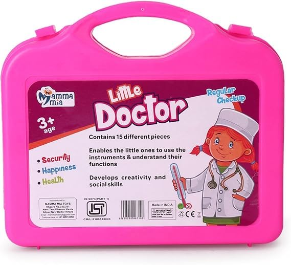 Next Store Doctor Toy with Foldable Bag and Built-in Medical Accessories, for Kids Ages 3+ Years Old Boys and Girls (Pink)