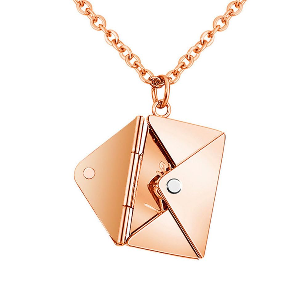 Envelope Love Letter Necklace Ladies Stainless Steel Love You Secret gift Information Carved box jewelry Pendant for couples and family