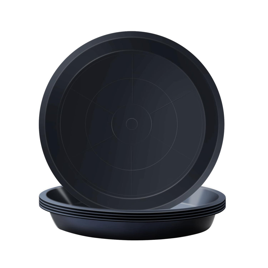 Kunjocy Pack of 5 Black Plant Pot Saucers, 21 CM Round Plant Pots Trays Garden Plant Saucer Plant Plastic Plate Pot Tray for Garden Indoor Outdoor Fit Plant Pot up to 18 CM (Black, Outer 21 CM)