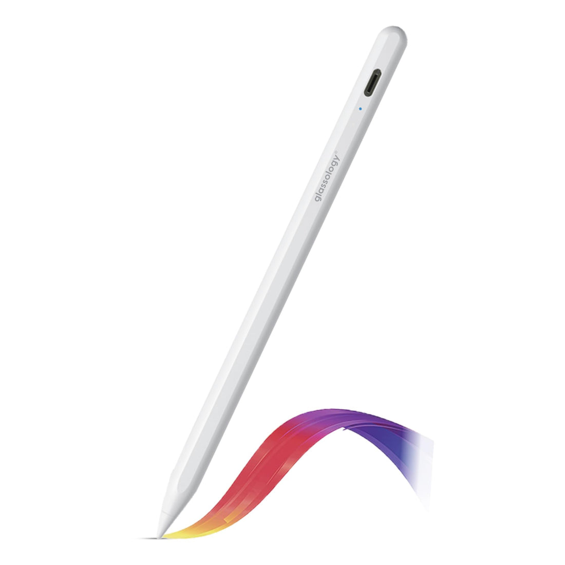 Glassology Stylus Pen for iPad with Pixel-Perfect Precision, USB-C Charging, Tilt and Palm Rejection, Magnetic and Perfect for Note-Taking, Drawing, and Signing Compatible with all iPad - White