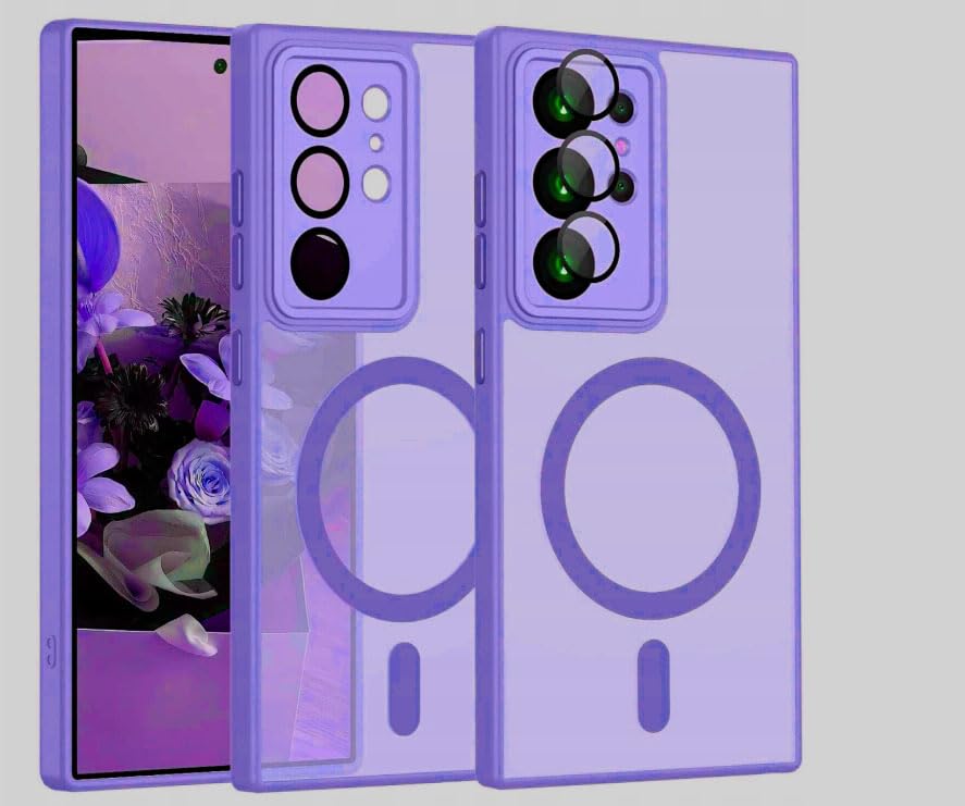 Grabist Magnetic case for Samsung Galaxy S26 Ultra, Full Camera Protection with lens, Compatible with wireless charging, Translucent Matte, Shockproof Case For samsung s26 ultra (lite Purple)