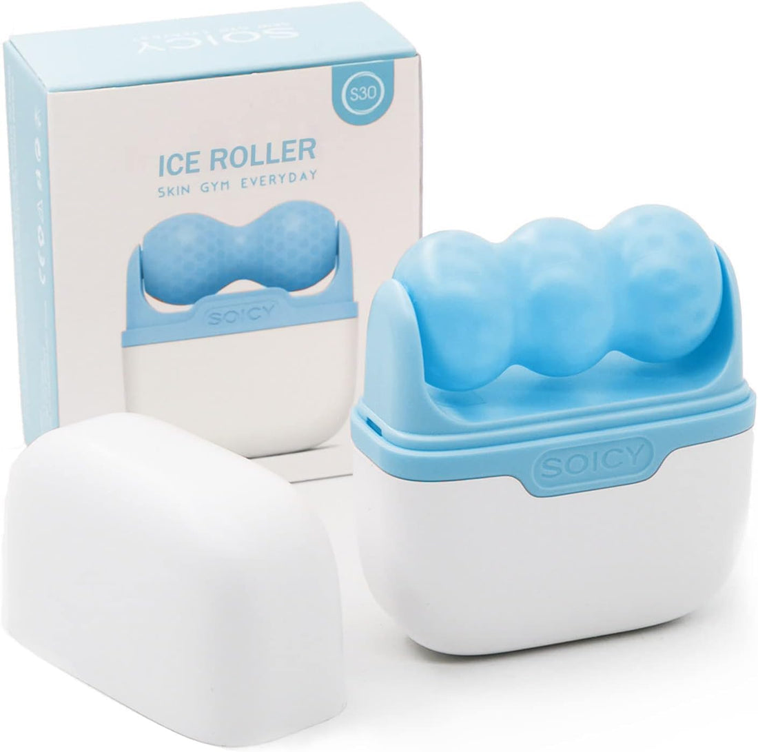Ice Roller for Face and Eyes - Facial Skin Care Tools with 2 Rollers and Carrying Bag for Reduce Puffiness and Migraine Relief Pain Gift for Women (Blue)