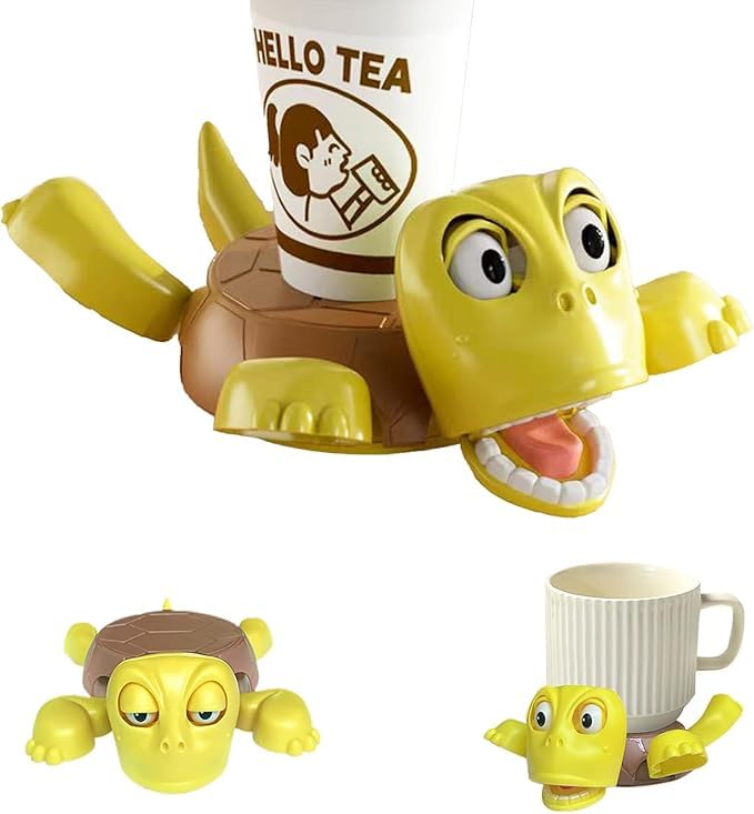 Turtle Coaster, 3D Printed Turtle Coaster, Funny Face Cups, 2025 New Cups, Gravity Sensor Design, Gifts for Friends (Yellow)