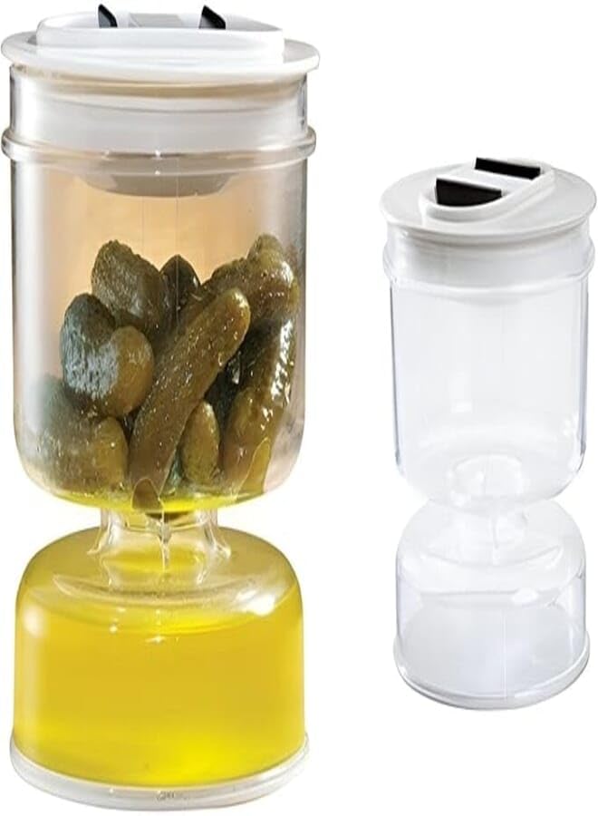 Stylish Kitchen Storage - High-Quality Acrylic Hourglass-Shaped Jar Designed for Pickles and Olives, Features Multicolor Finish and Separate Dispenser Compartments for Food Separation