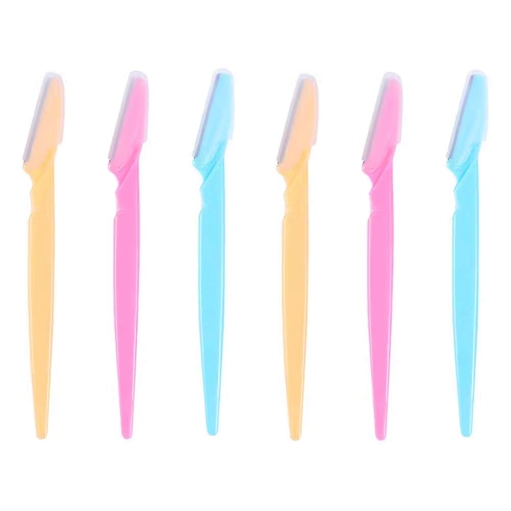 6 Pcs Eyebrow Razor with Safety Covers, Portable Exfoliating Dermaplaning Tool, Shaper Shavers Trimmers for Men and Women Face Hair Removers