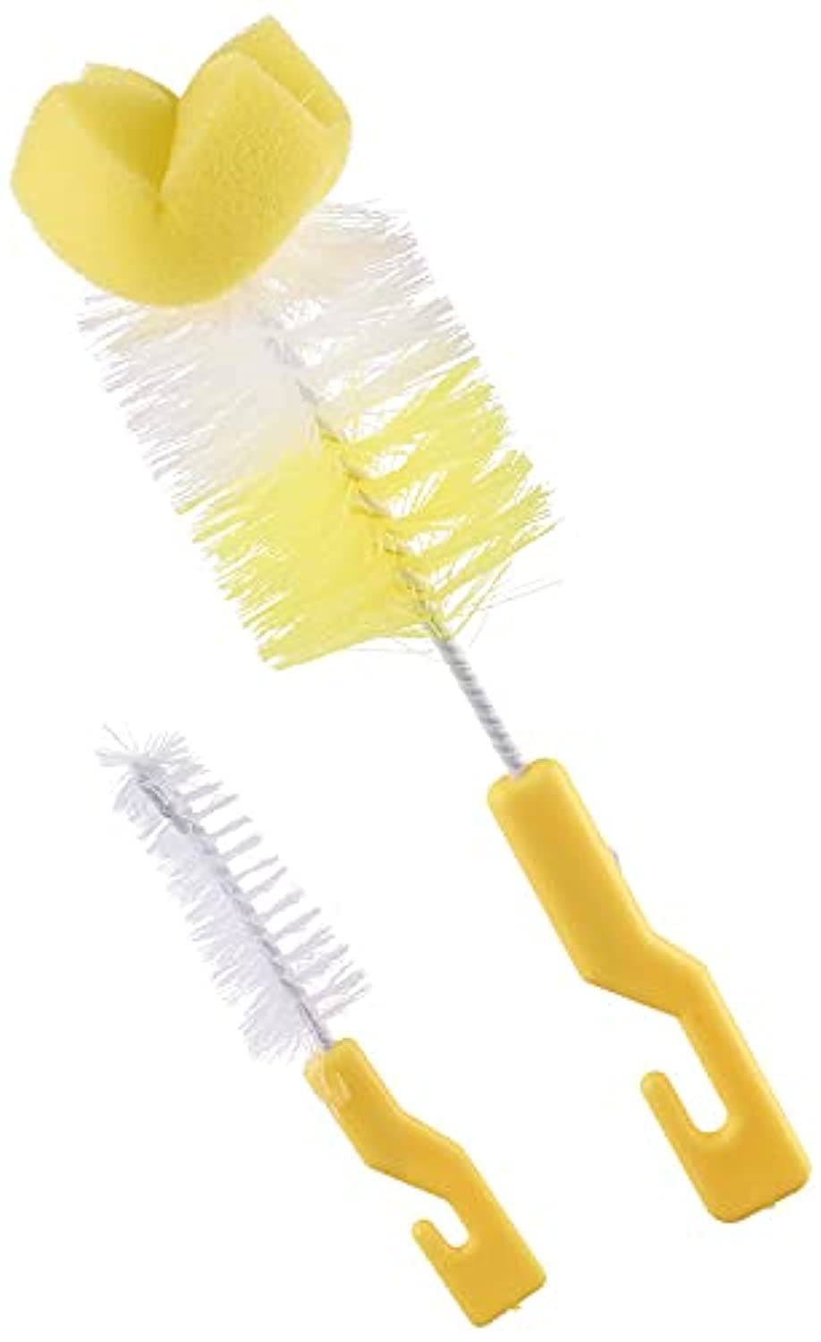 Little Fish Baby Bottle and Teat Brushes Set 2 Pieces - Yellow and White