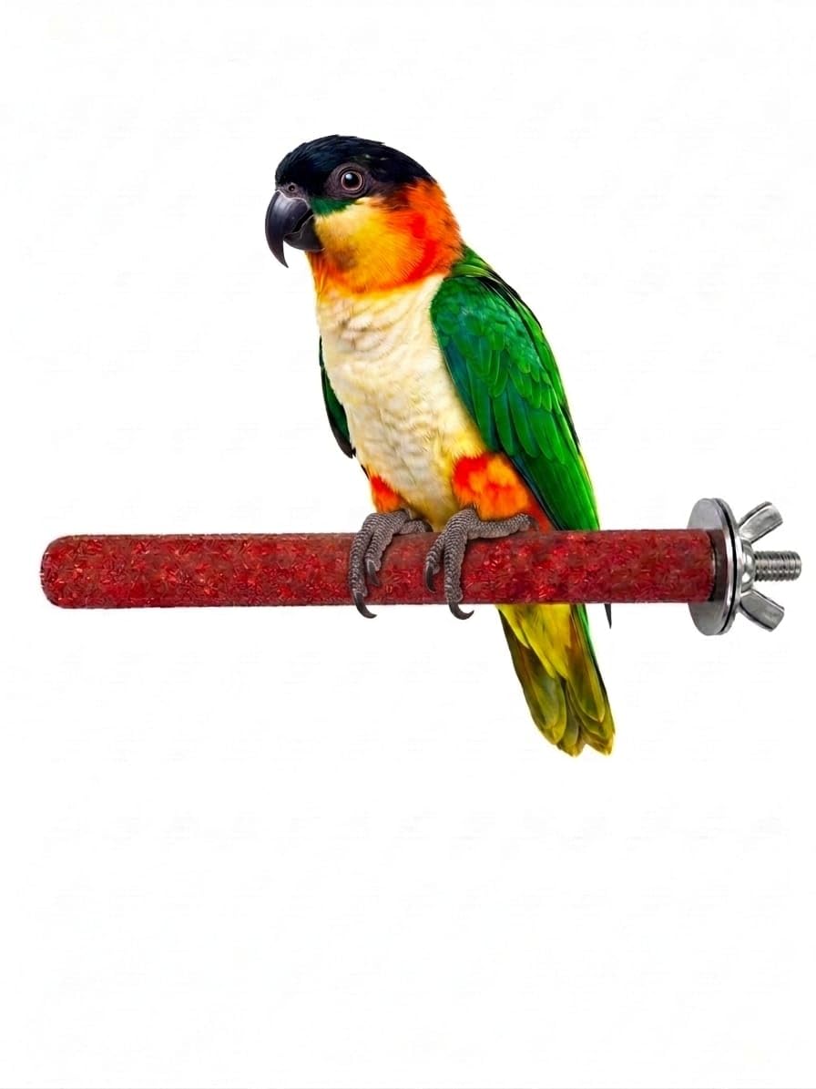 Bird Perch Stand & Paw Grinding Stick - L 20cm, D 2.2cm Rough Surfaced Cage Accessory for Cockatiels, Conures, Quakers, Caiques & Senegal parrot - Multi-Color Beak & Nail Trimmer مجثم وقافه مبرد