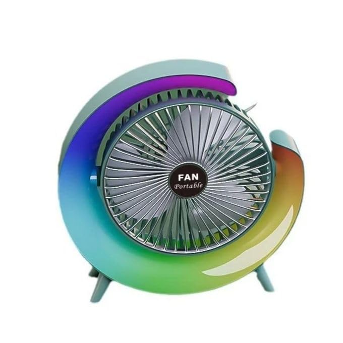 Portable Mini Desk Fan Multicolor LED Colorful Light - Modern Silent Electric Cooling Fan with Adjustable Speed, Perfect for Office, Bedroom, Travel and Car