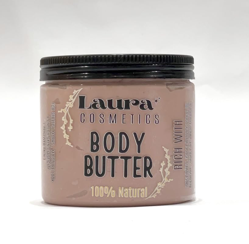 Laura's KHOMRA Body butter | 250 gm | Daily Body Moisturizer | Softer and Smoother Skin | Shea Butter | Vitamin E | Organic | Vegan | 100% Natural Essential Oils