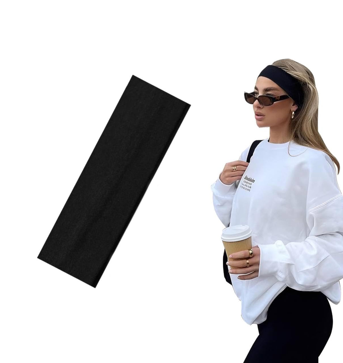 Headbands For Women Head Band Elastic Head Bands Soft Hair Bands For Men And Women For Sports, Yoga And Exercise (Black, One size)