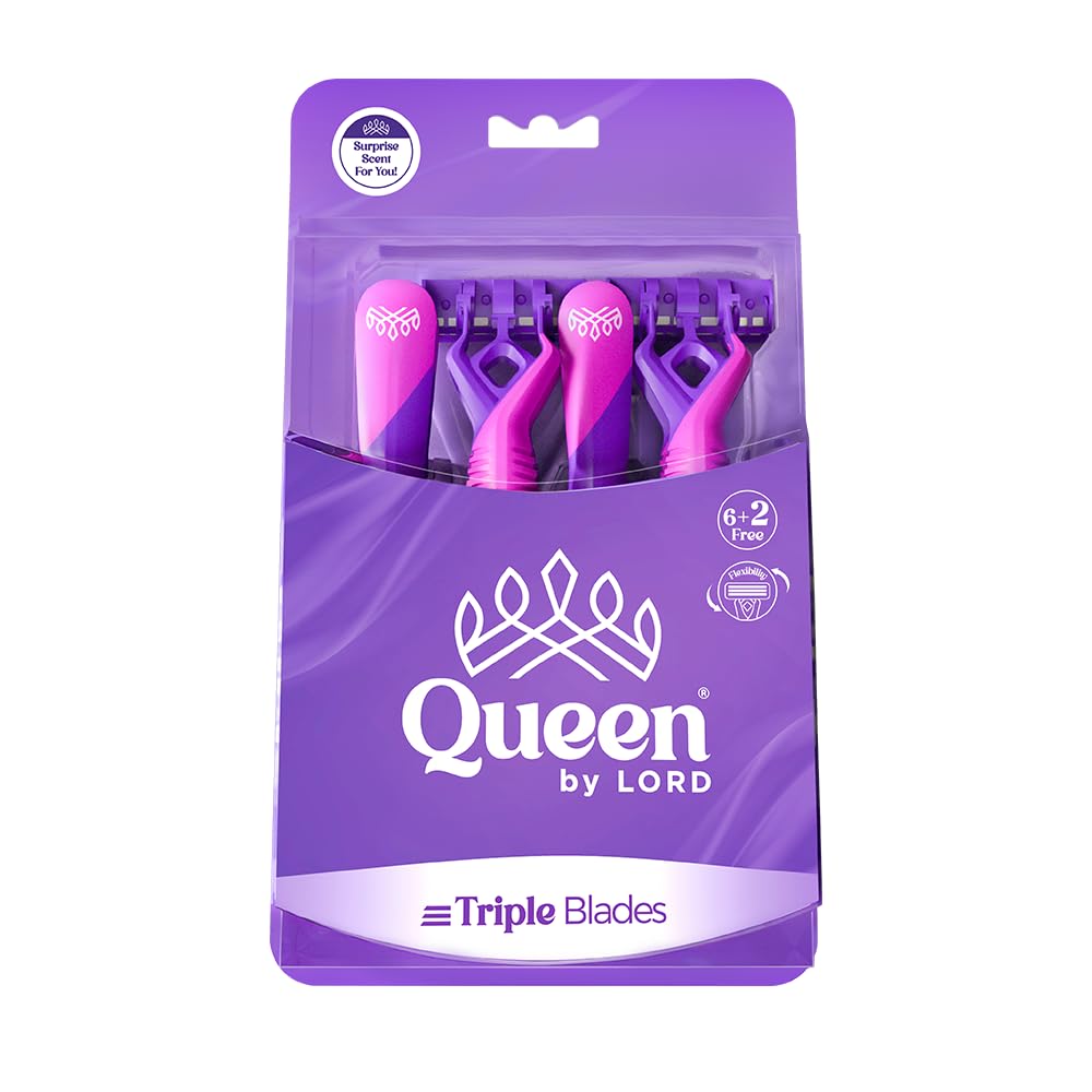 Queen By Lord Disposable Lemon Scented Triple Blades Razors 8-Pieces