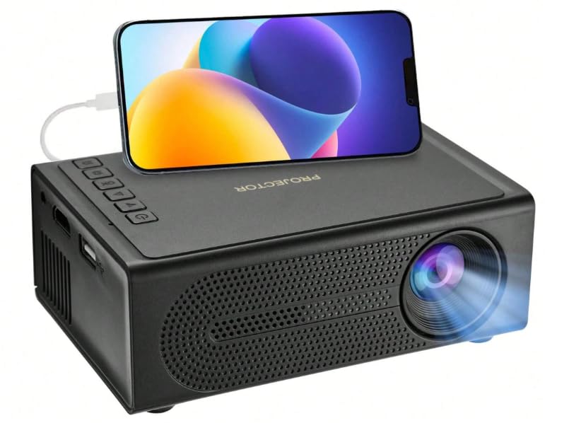 Mini Projector, Portable Projector 1080P, 30000 Hours LED Light, Remote Control, USB and HDMI Connection, for Home Entertainment Show (Black)