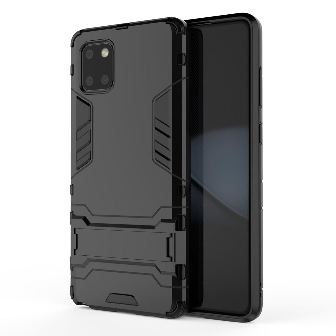 Phone Case Cover TPU+PC With stand in Back shock resistant compatible with Samsung Galaxy Note 10 Lite (Black)