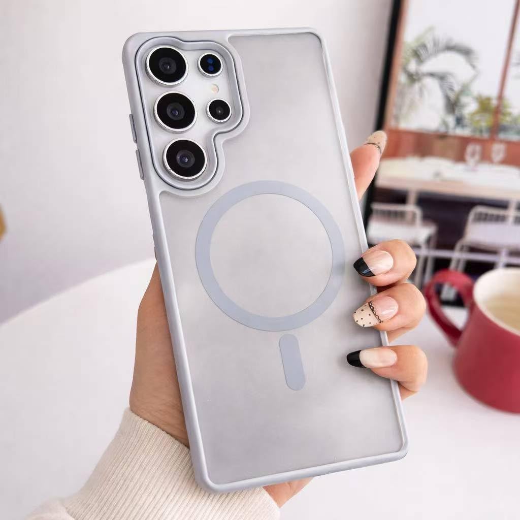 ECO Magnetic case for Samsung Galaxy S25 Ultra, Full Camera Protection with lens, Compatible with wireless charging, Transparent clear, Shockproof Case For samsung s25 ultra (Titanium Gray)