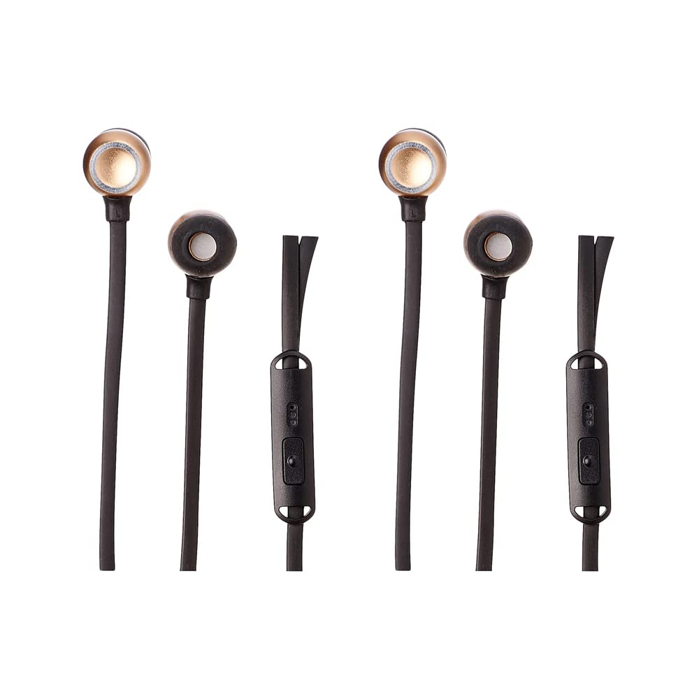 Set of 2 celebrat g10 stereo wired earphone with microphone - golden Headphones Headset