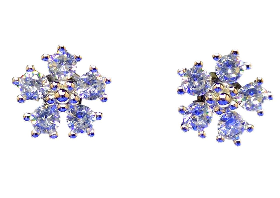Women's 925 Swiss Silver White Gold Plated Earrings Studded With Genuine Swiss Zircon Stones Bright Beauty