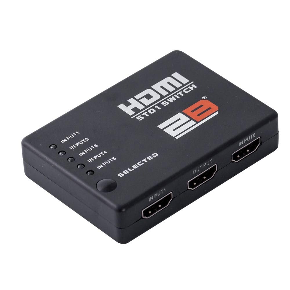 2B 5 to 1 Switch HDMI Adapter with Remote Control, Black