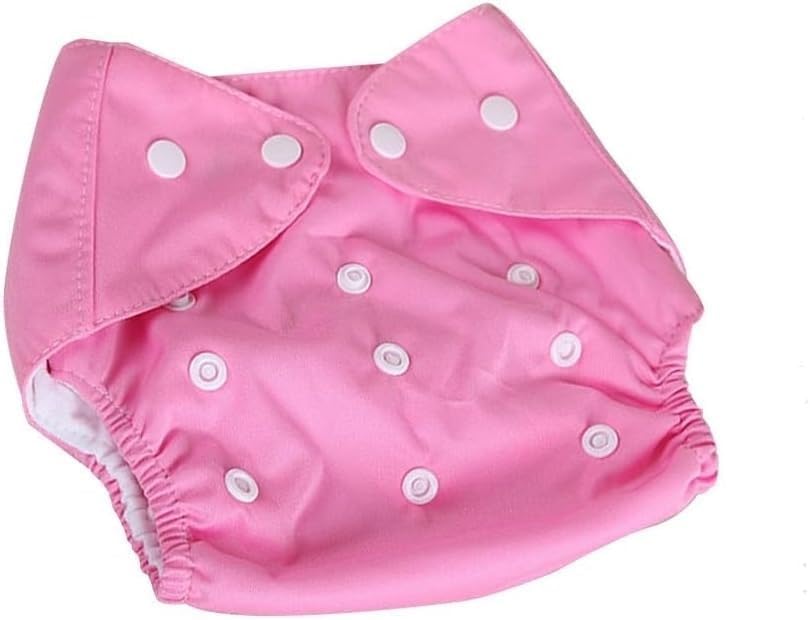 Baby Cloth Diaper Reusable Cotton Pocket Nappy Adjustable Washable Waterproof Breathable Soft Insert Friendly For Newborn Infant Toddler 0-3 Years (Pink)