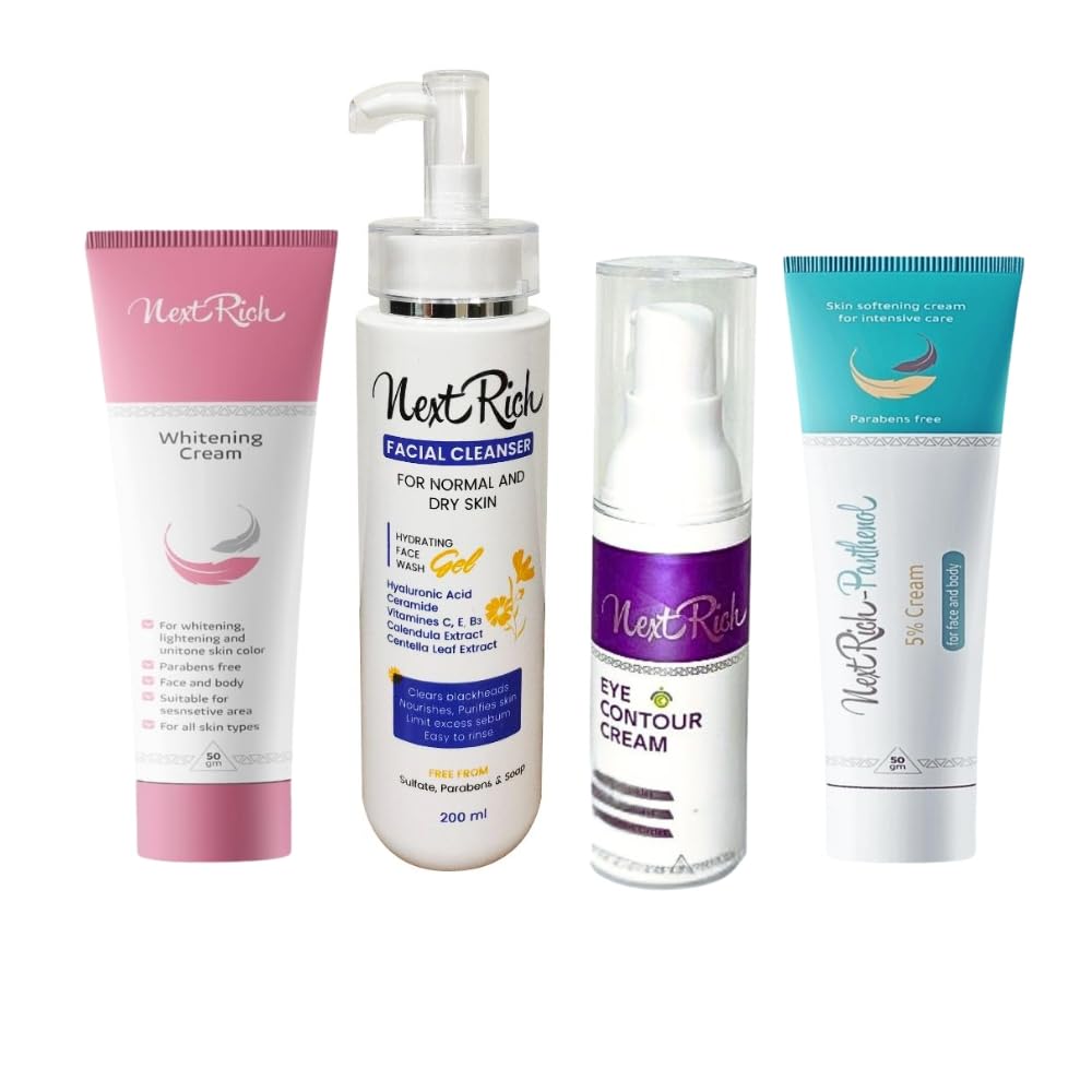 Next Rich Super Care Bundle 380 gm ( Panthenol & Next Cream and facial cleanser GEL Normel and Dry Skin & Eye Contour Cream )