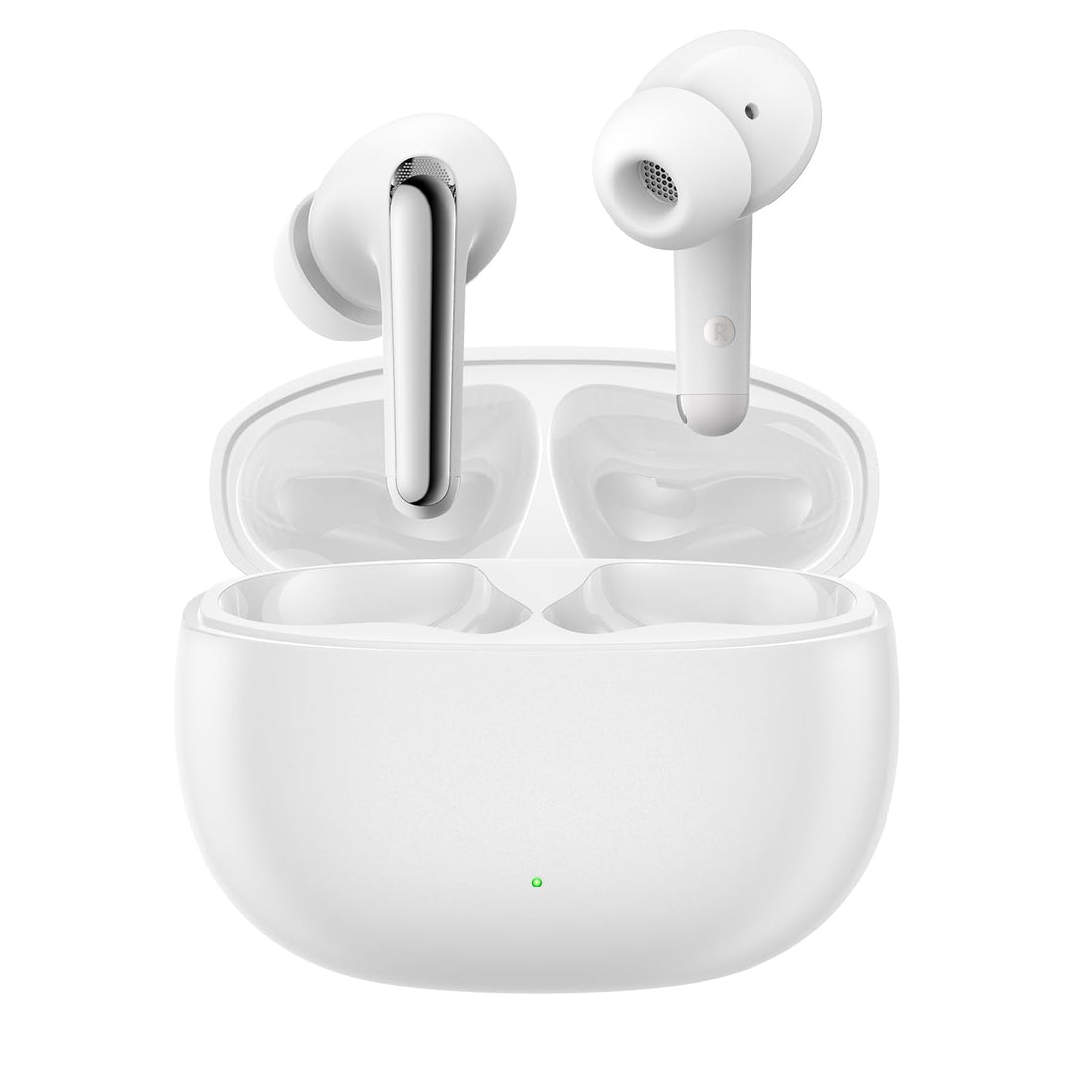 Joyroom JR-FN1 True Wireless Earbuds with Hybrid ANC & AI Noise Reduction, Bluetooth 5.4, 10mm Drivers, 35H Playback with Charging Case, IP54 Water-Resistant, Type-C Fast Charging, White