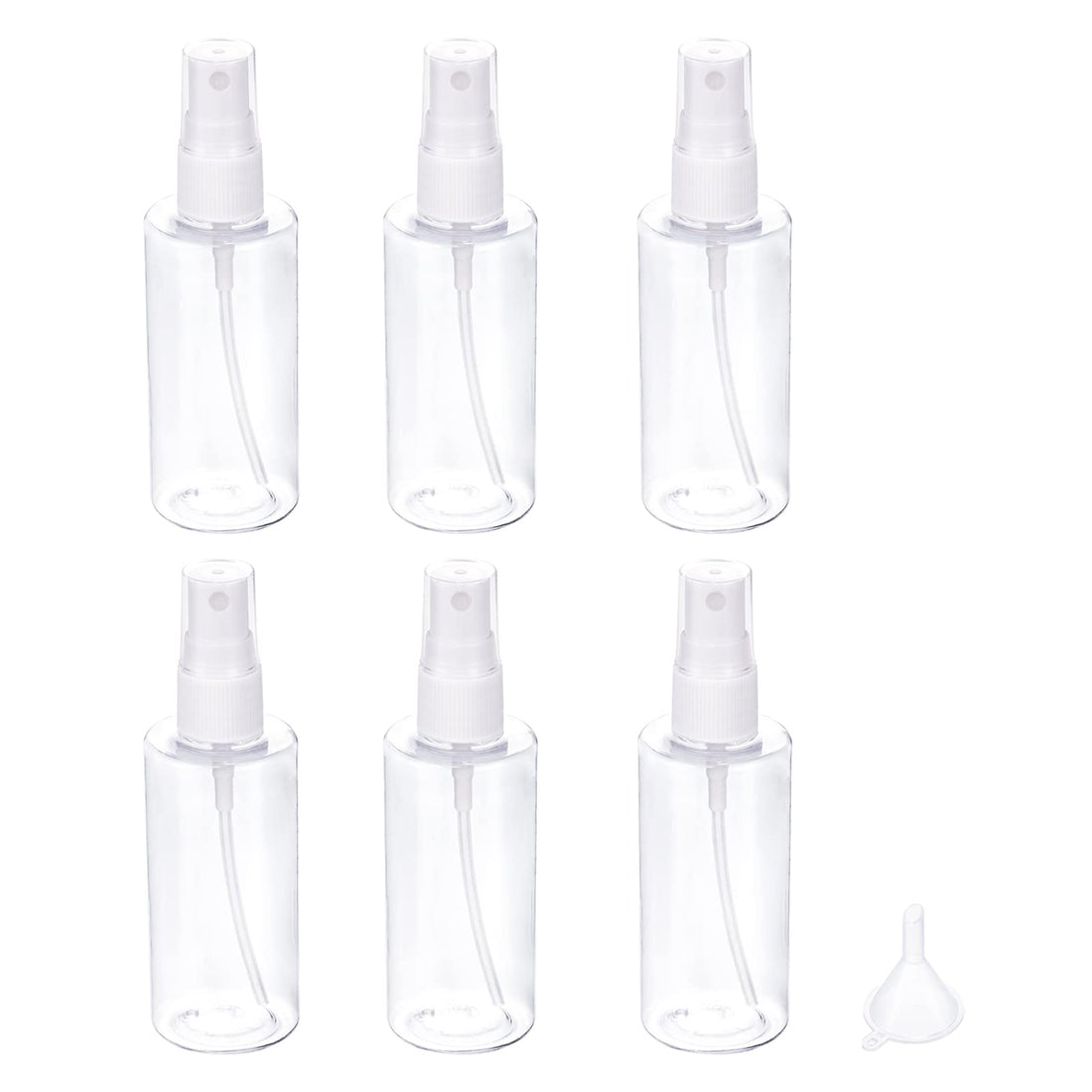 PATIKIL 80ml Clear Travel Bottles Set, 6in1 Set Spray Bottle with Funnel for Shampoo Lotion Cream Soap