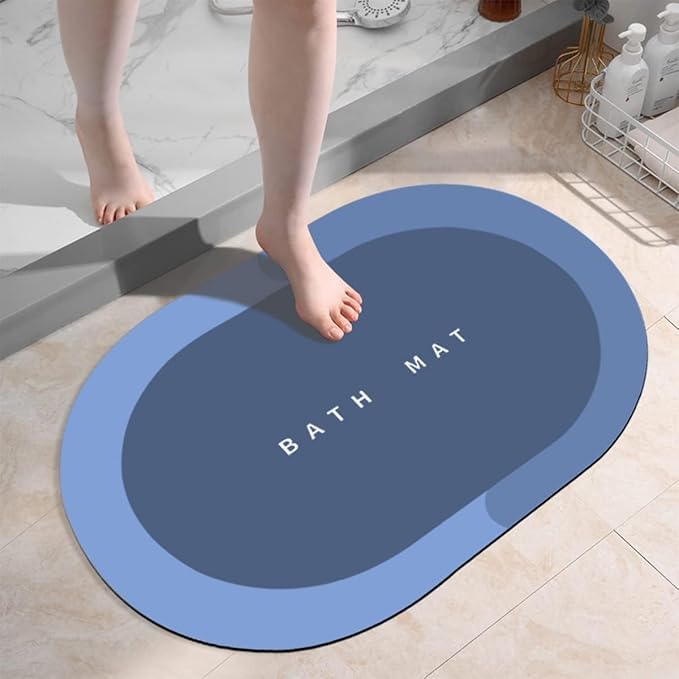 Generic Anti Skid Water Soak Bath Mat - Non Slip, Super Absorbent - Oval, 19.69 x 12.52 inches - Multicolour - Bathroom Mat