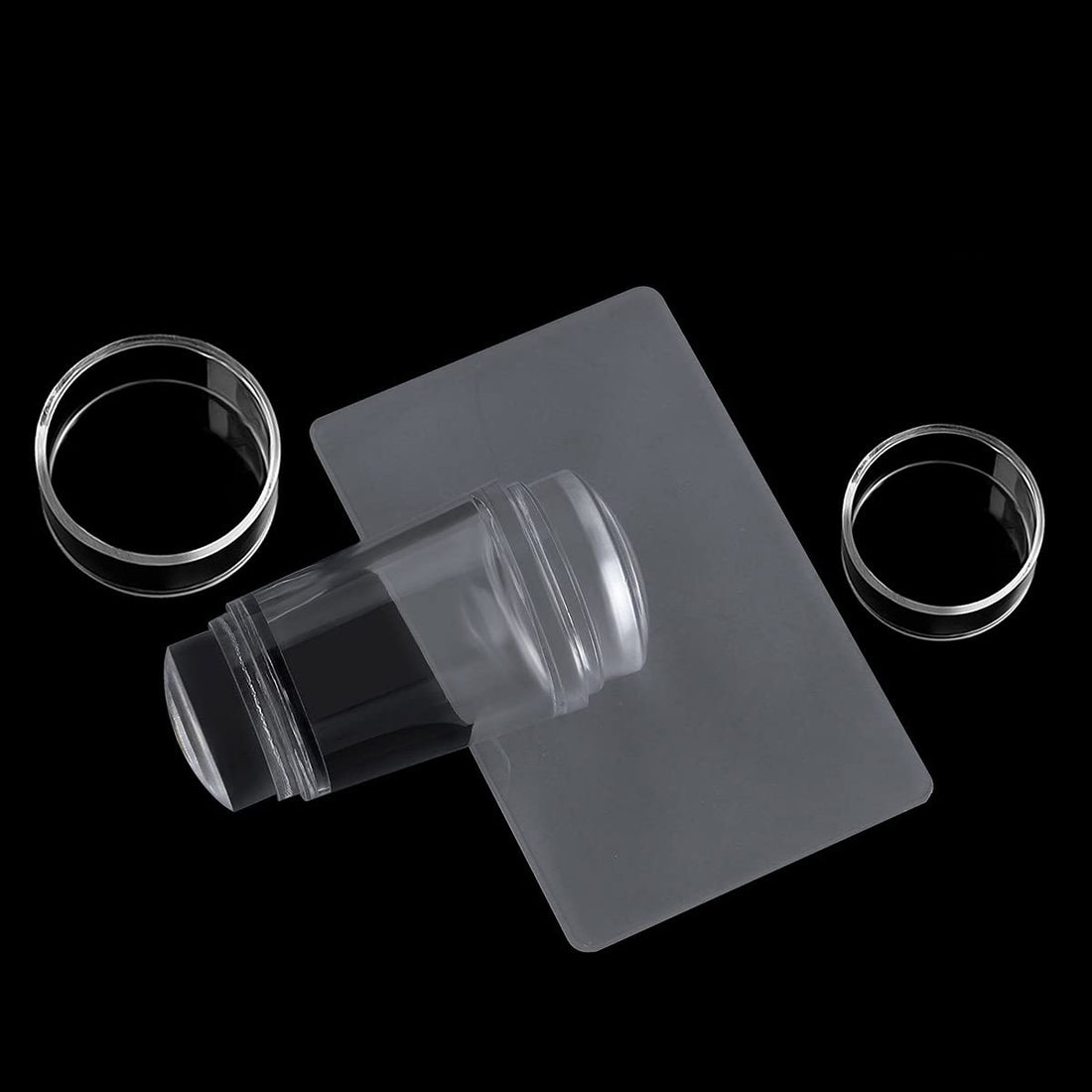 GBSTORE Double-Head Silicone Nail Art Stamper Transparent Nail Print Stamping French Nails Manicure Tools with Sc for DIY Nail Art Decoration (Transparent)